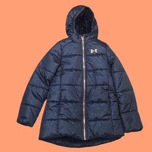 Under Armour Girls Youth Small Black Glittery Puffer Coat